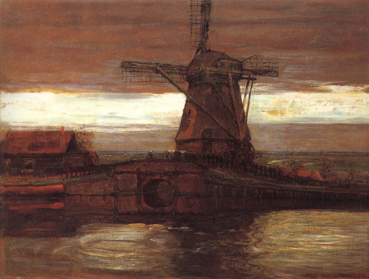 Mill in the moonlight